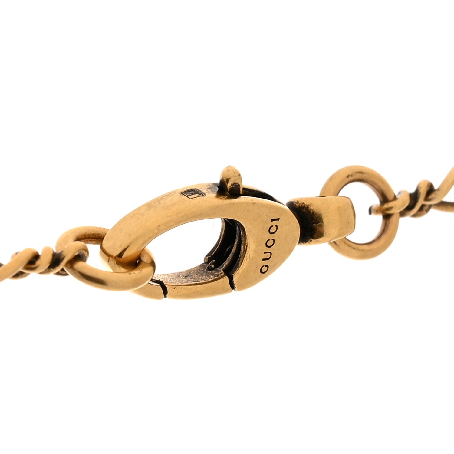 Gucci Metal Pearl Crystal Lion Head Necklace Aged Gold Multicolor 5 of 6