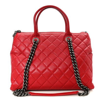 Chanel Shiny Sheepskin Quilted Medium Shopping Tote Red 1 of 10