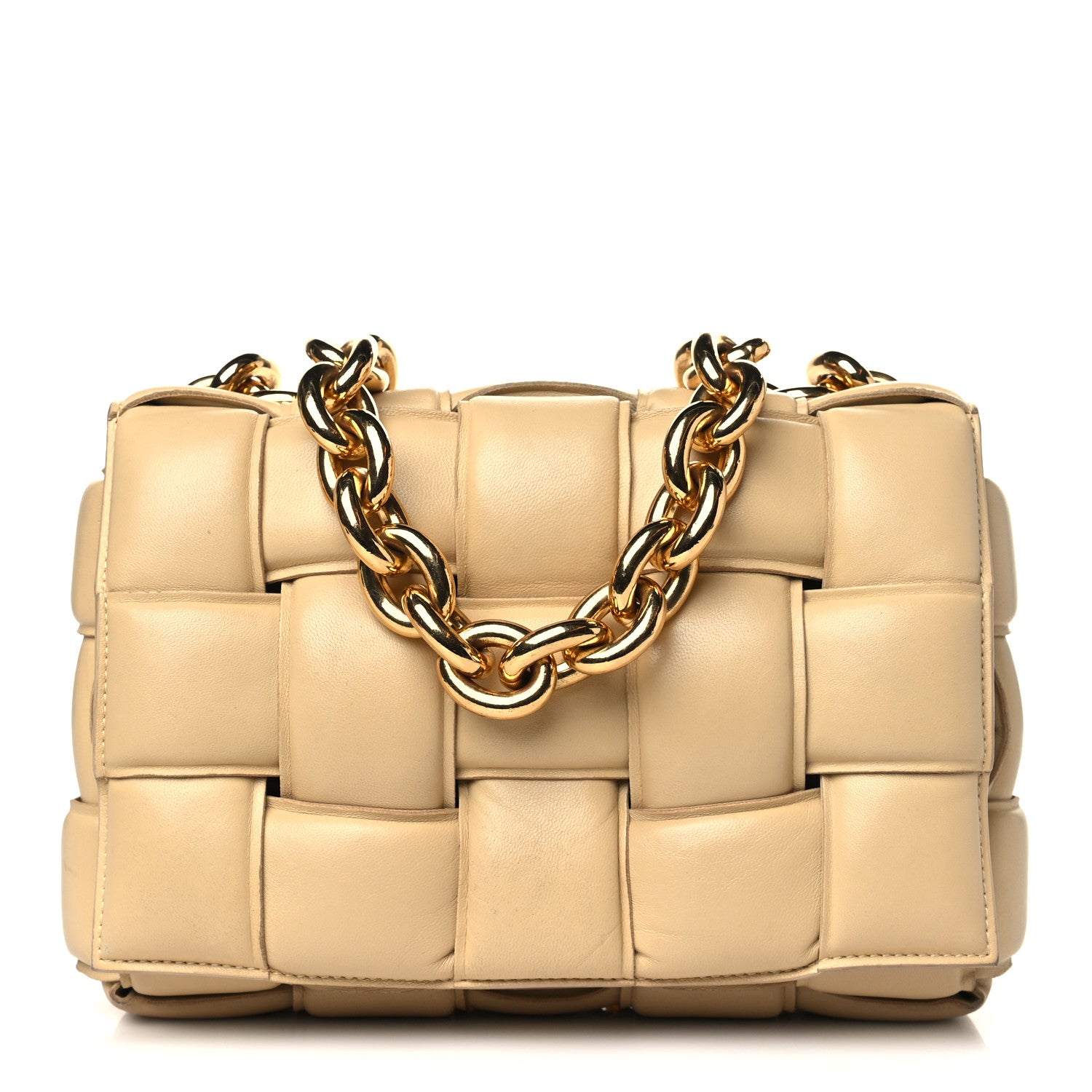 Bottega Veneta Lambskin Maxi Intreccio Padded Chain Cassette Crossbody Bag Porridge 1 of 9