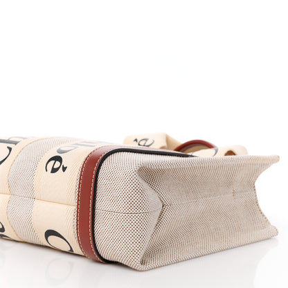 Chloe Cotton Calfskin Small Woody Ribbon Tote With Strap White Brown 12 of 12