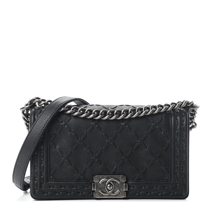 Chanel Caviar Stitched Medium Boy Flap Blue 1 of 9