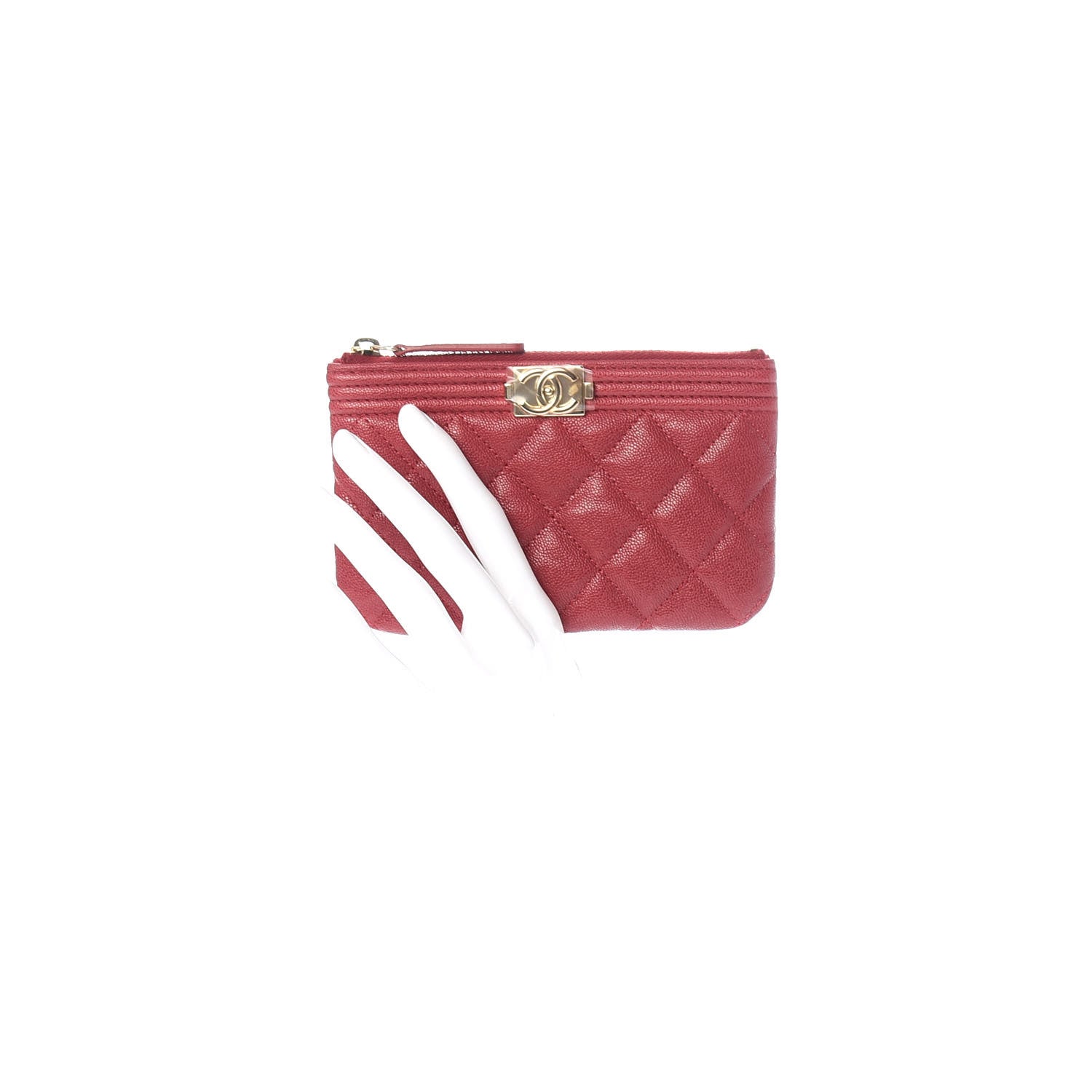 Chanel Caviar Quilted Zipped Boy Pouch Red 2 of 7