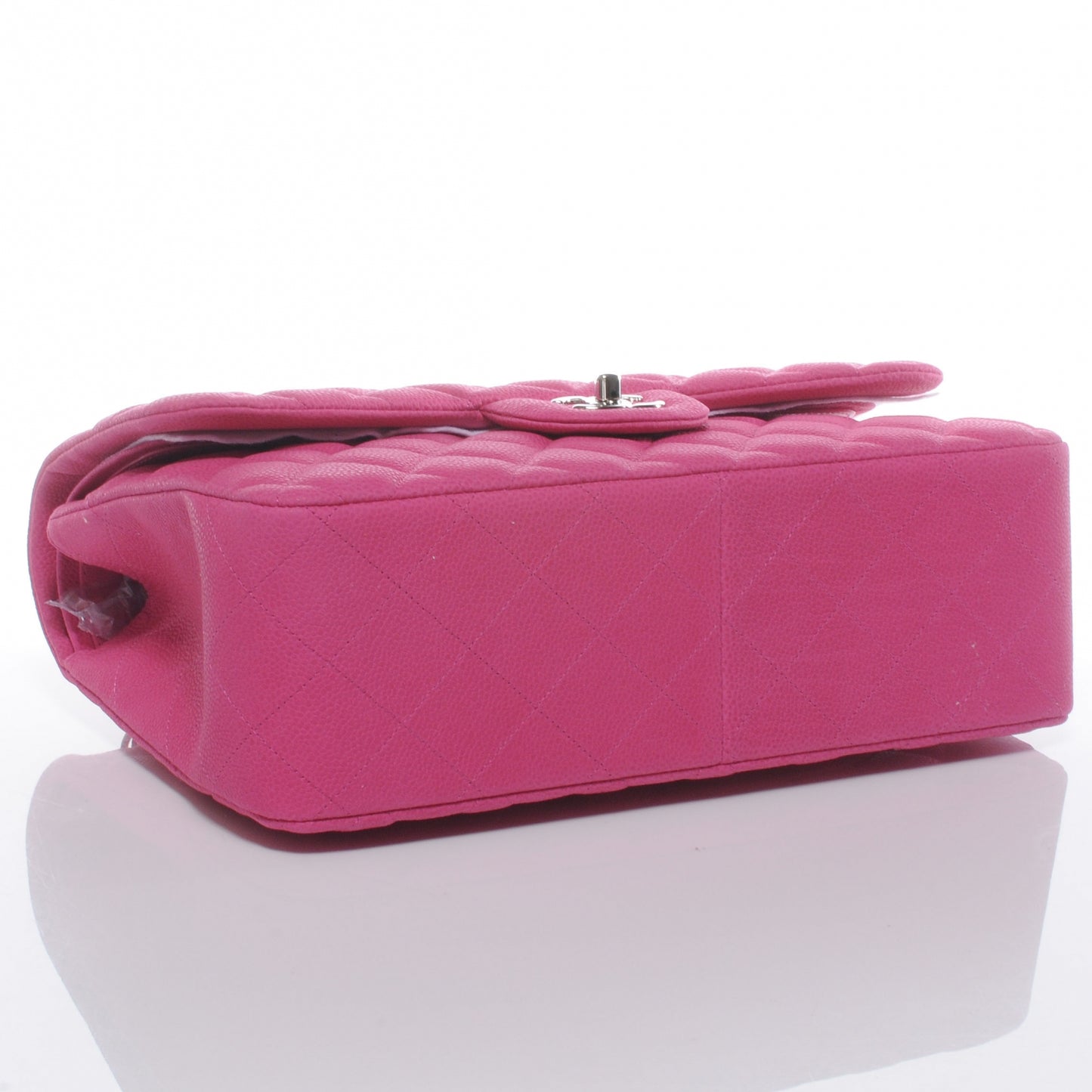Iridescent Caviar Jumbo Double Flap Hot Pink