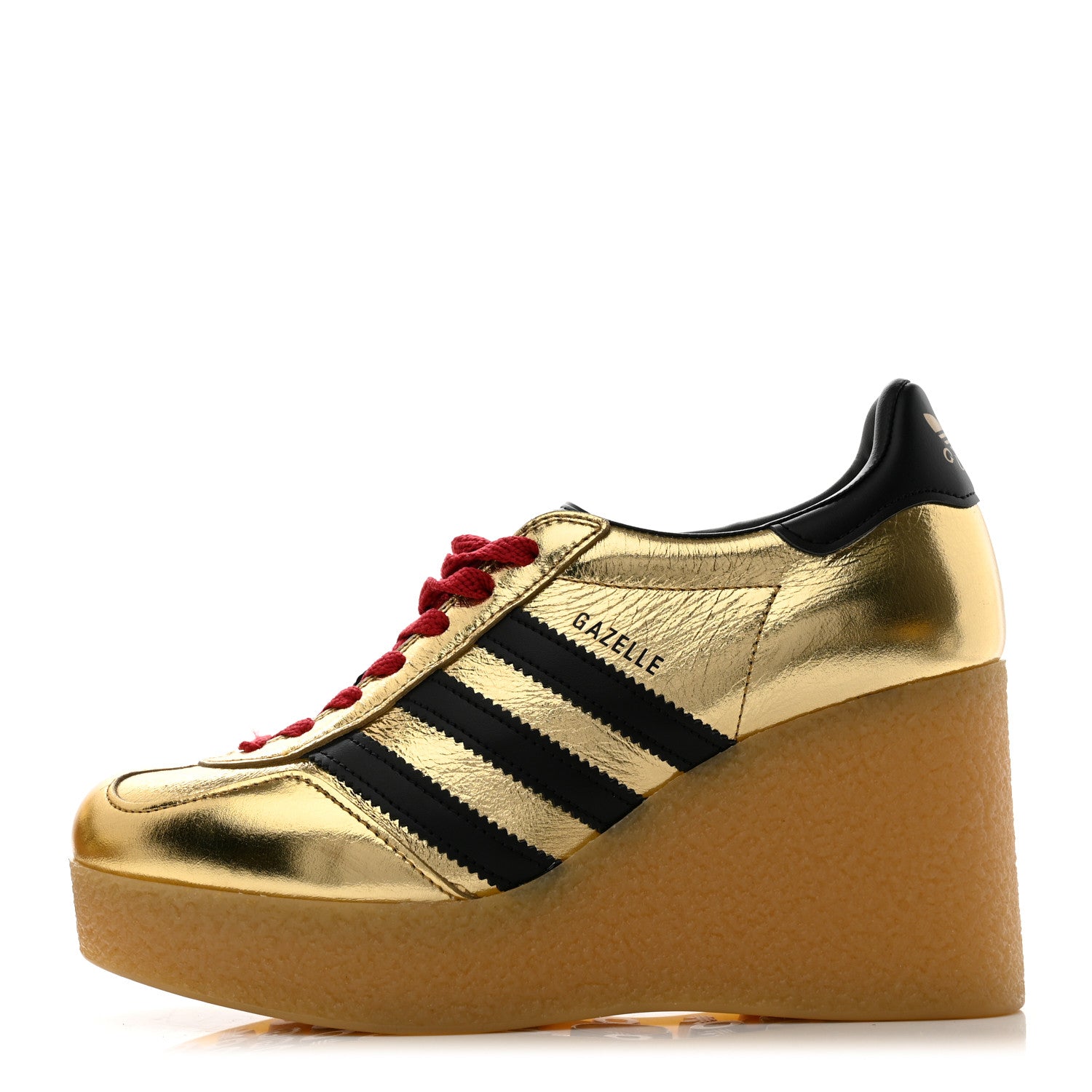 Gucci X ADIDAS Ginza Calfskin Demetra Gazelle Wedge Sneakers 37.5 King Gold Black 1 of 8