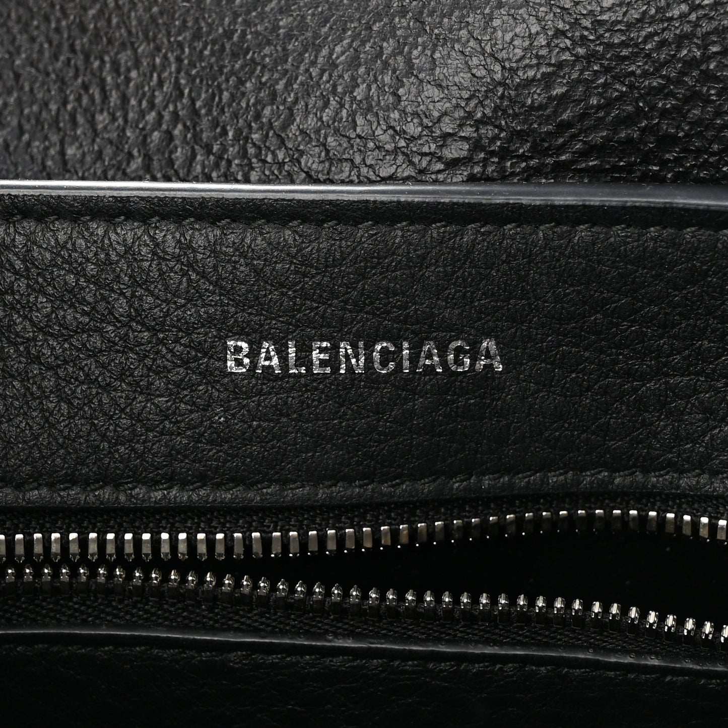 Metallic Goatskin Logo XXS Everyday Tote Argent Black