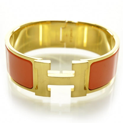 Hermes Enamel Clic Clac H Bracelet Wide GM Orange Gold 1 of 5
