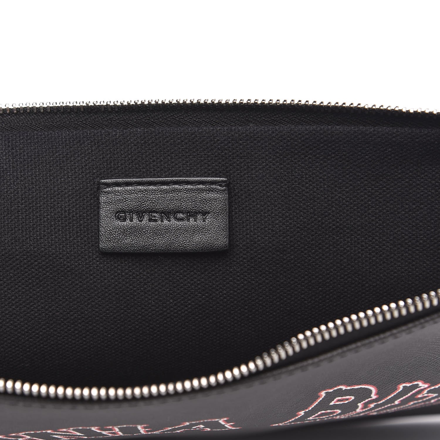 Givenchy Coated Canvas Medium Virginia Bitch Print Zip Pouch Black 6 of 10