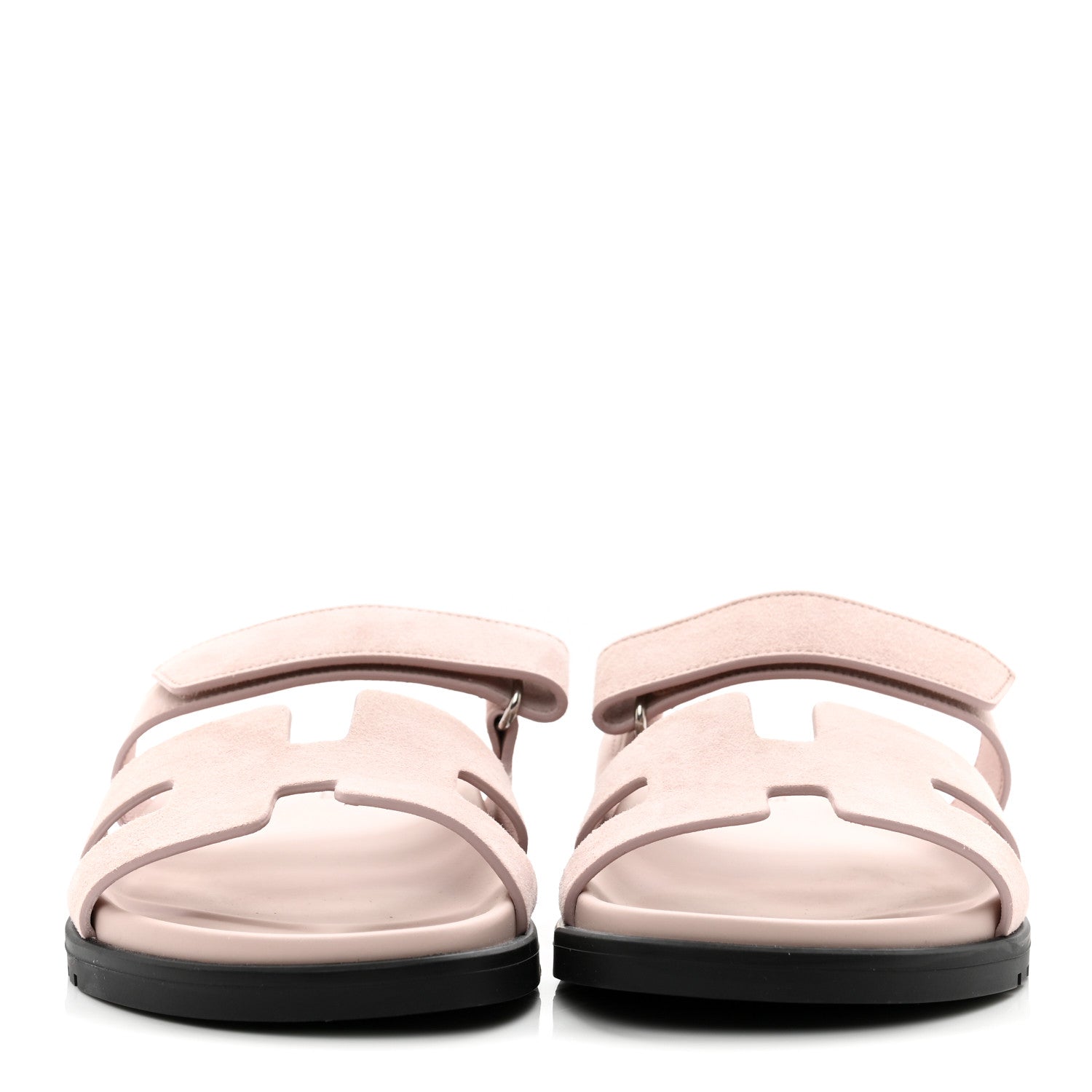 Hermes Suede Goatskin Womens Chypre Sandals 39 Rose Porcelaine 2 of 9