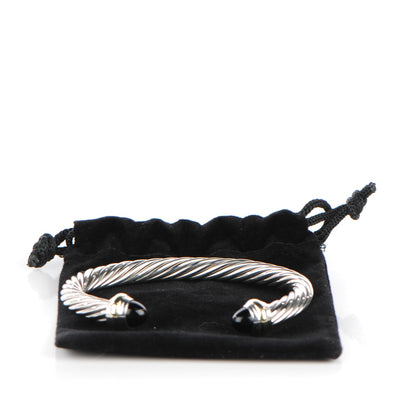 David Yurman Sterling Silver 14K Yellow Gold Black Onyx 7mm Cable Classics Bracelet 6 of 6