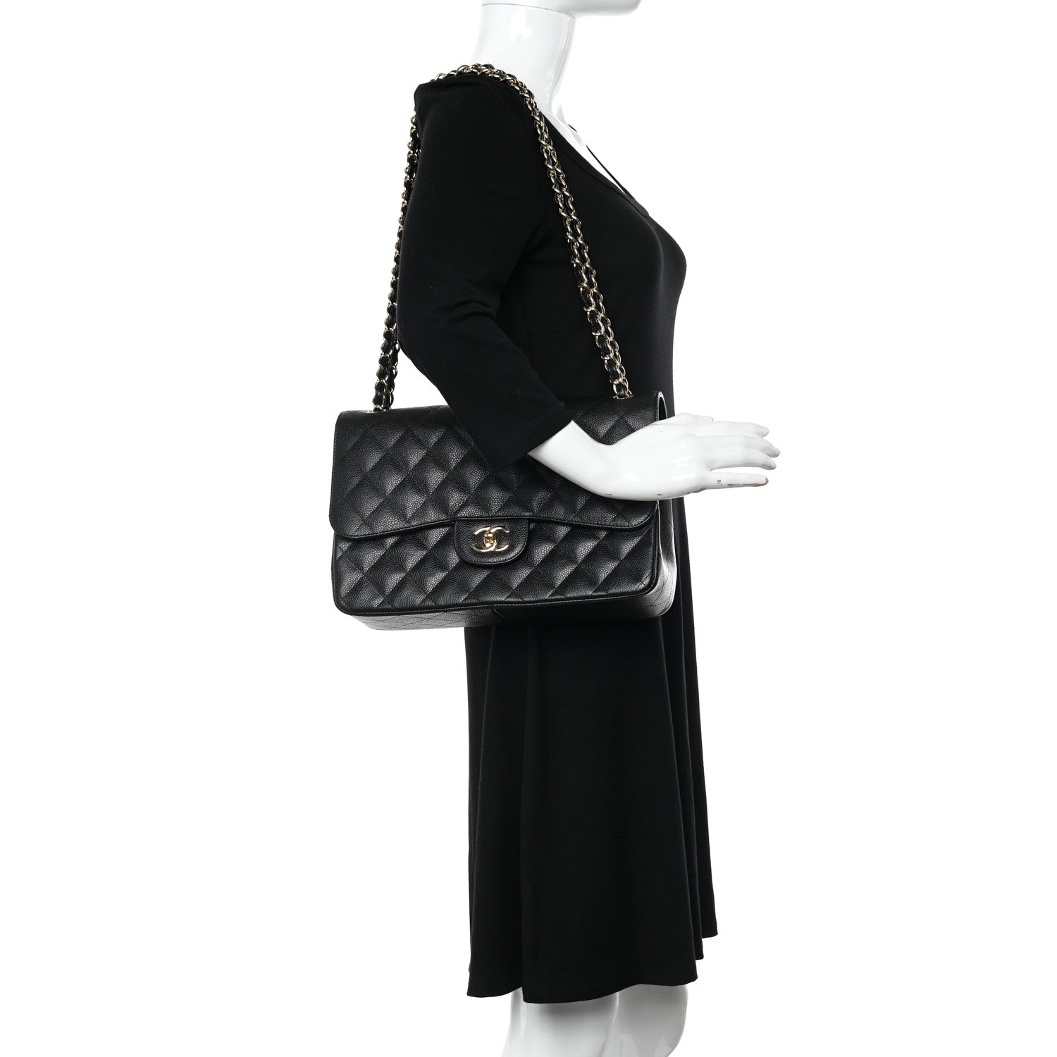 Chanel Caviar Quilted Jumbo Double Flap Black 3 of 13