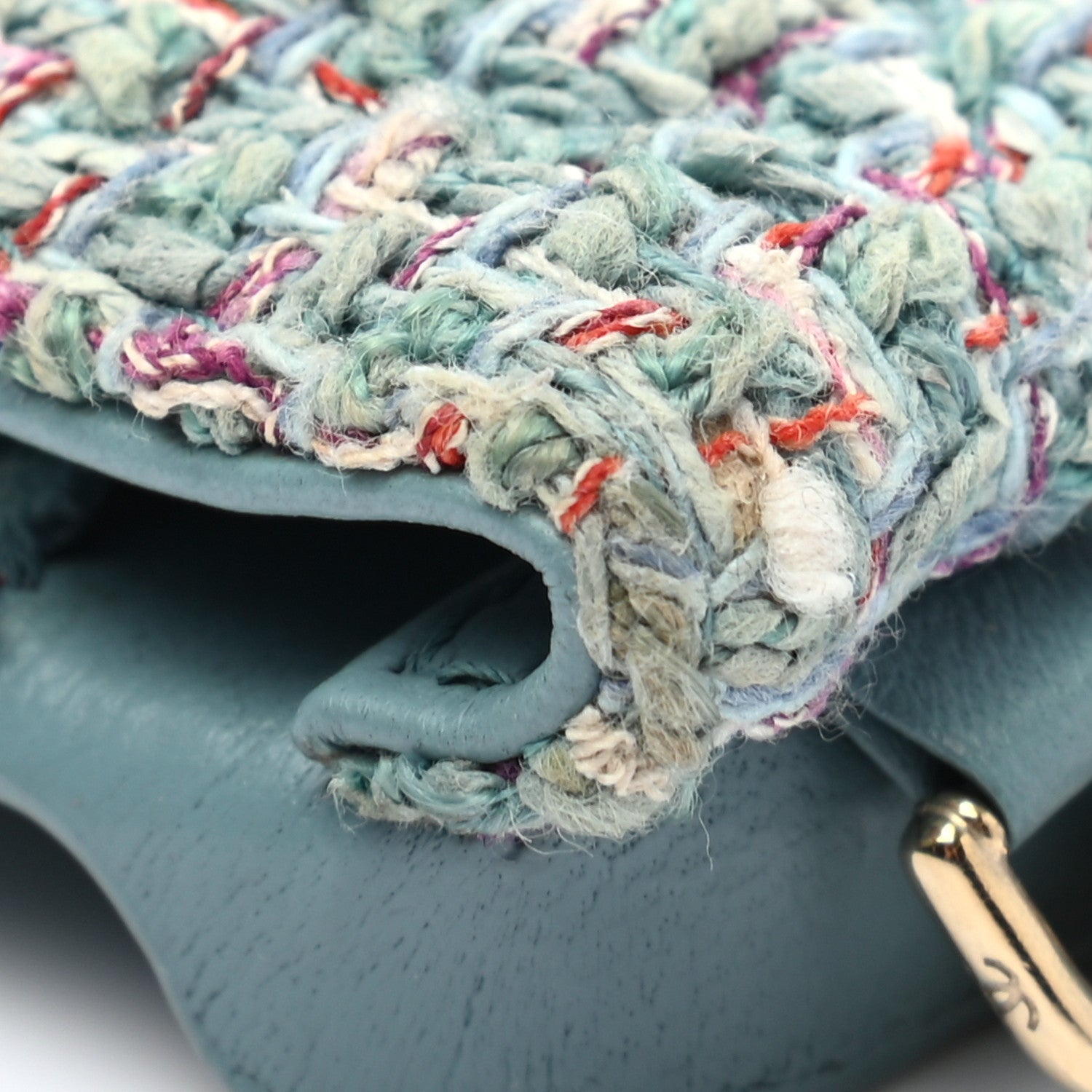 Chanel Tweed Quilted iPhone XII Pro Case With Chain Turquoise Purple White Red 13 of 14
