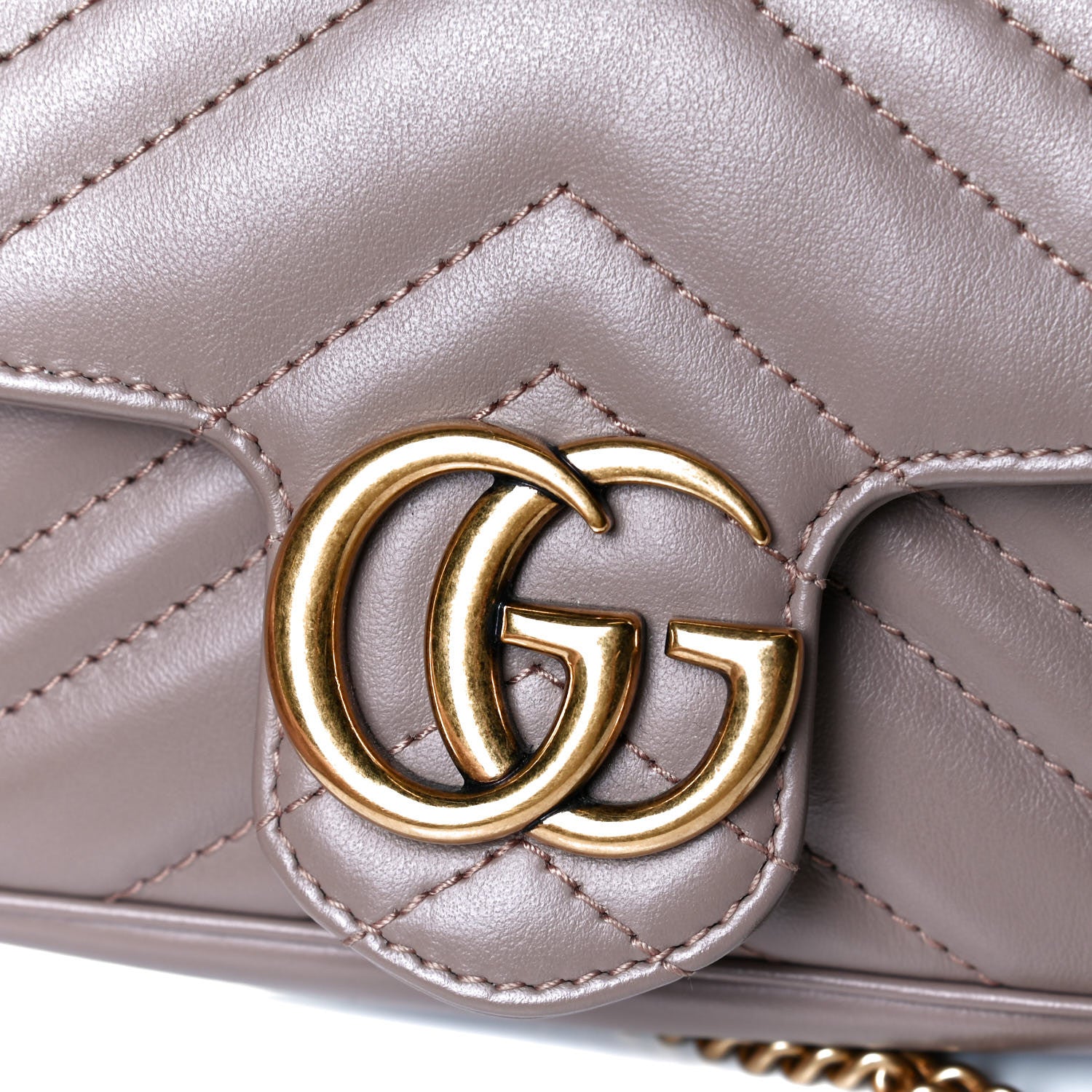 Gucci Calfskin Matelasse Super Mini GG Marmont Shoulder Bag Porcelain Rose 6 of 7