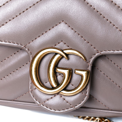Gucci Calfskin Matelasse Super Mini GG Marmont Shoulder Bag Porcelain Rose 6 of 7