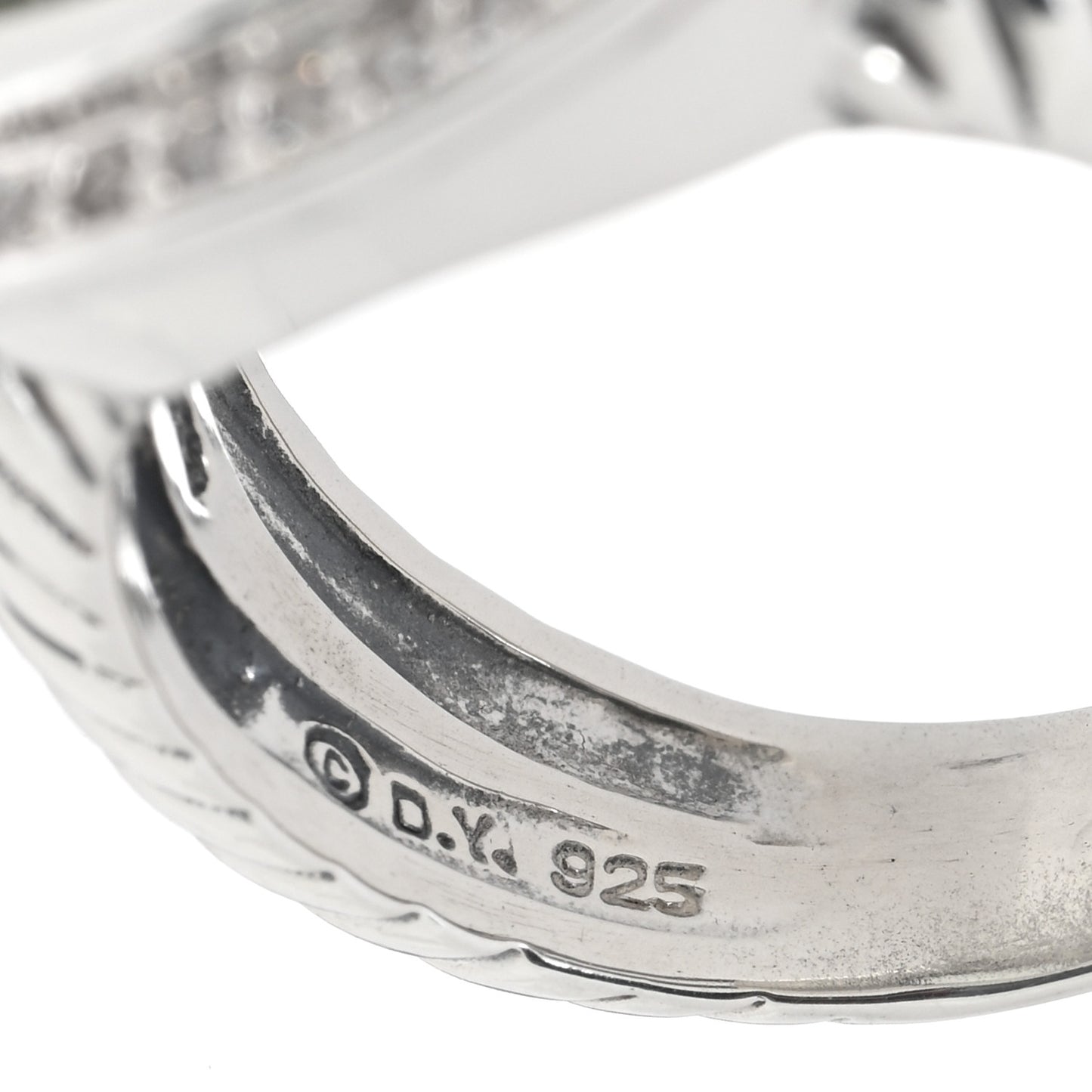 Sterling Silver Diamond Prasiolite 11mm Albion Ring 53 6.25