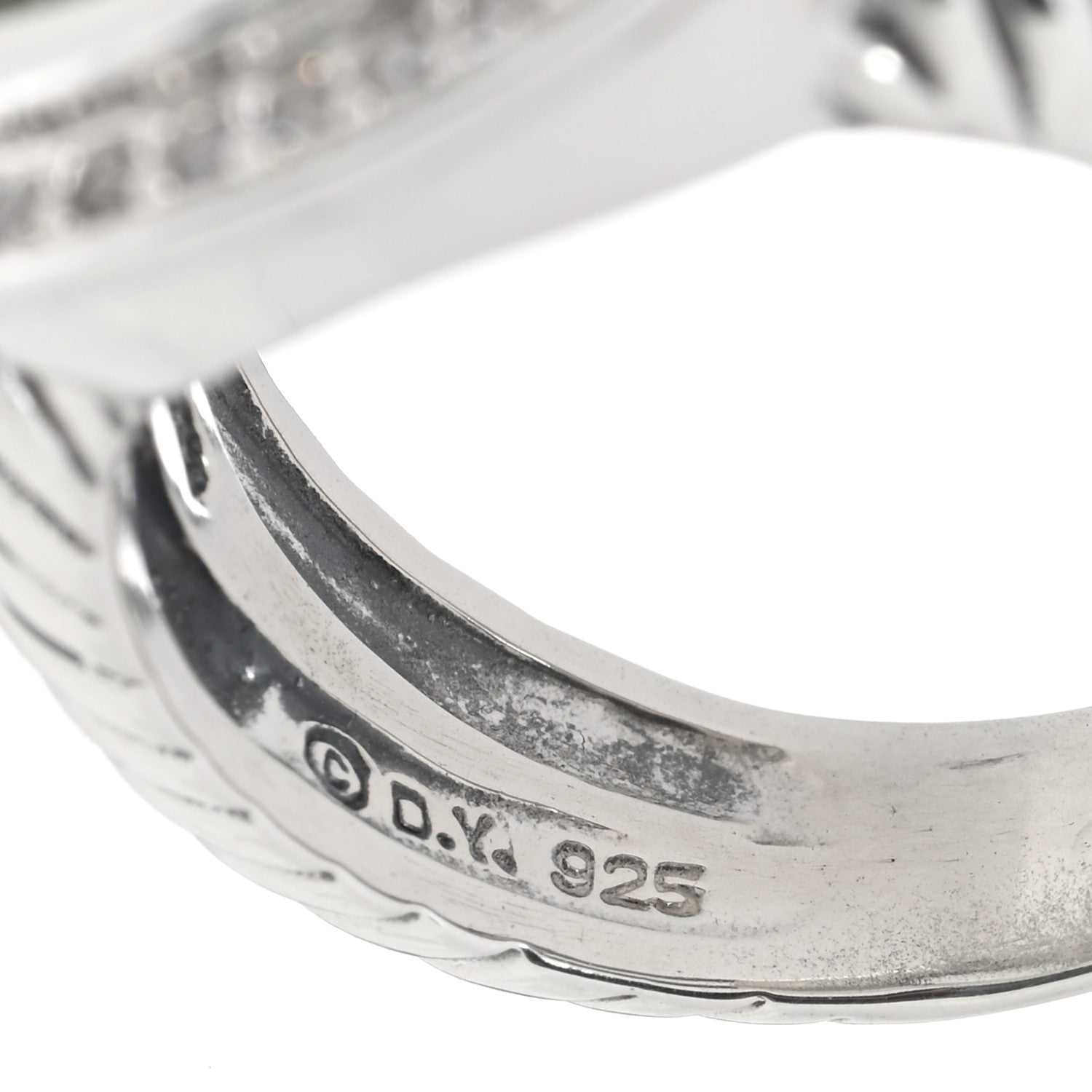 David Yurman Sterling Silver Diamond Prasiolite 11mm Albion Ring 53 6.25 4 of 4