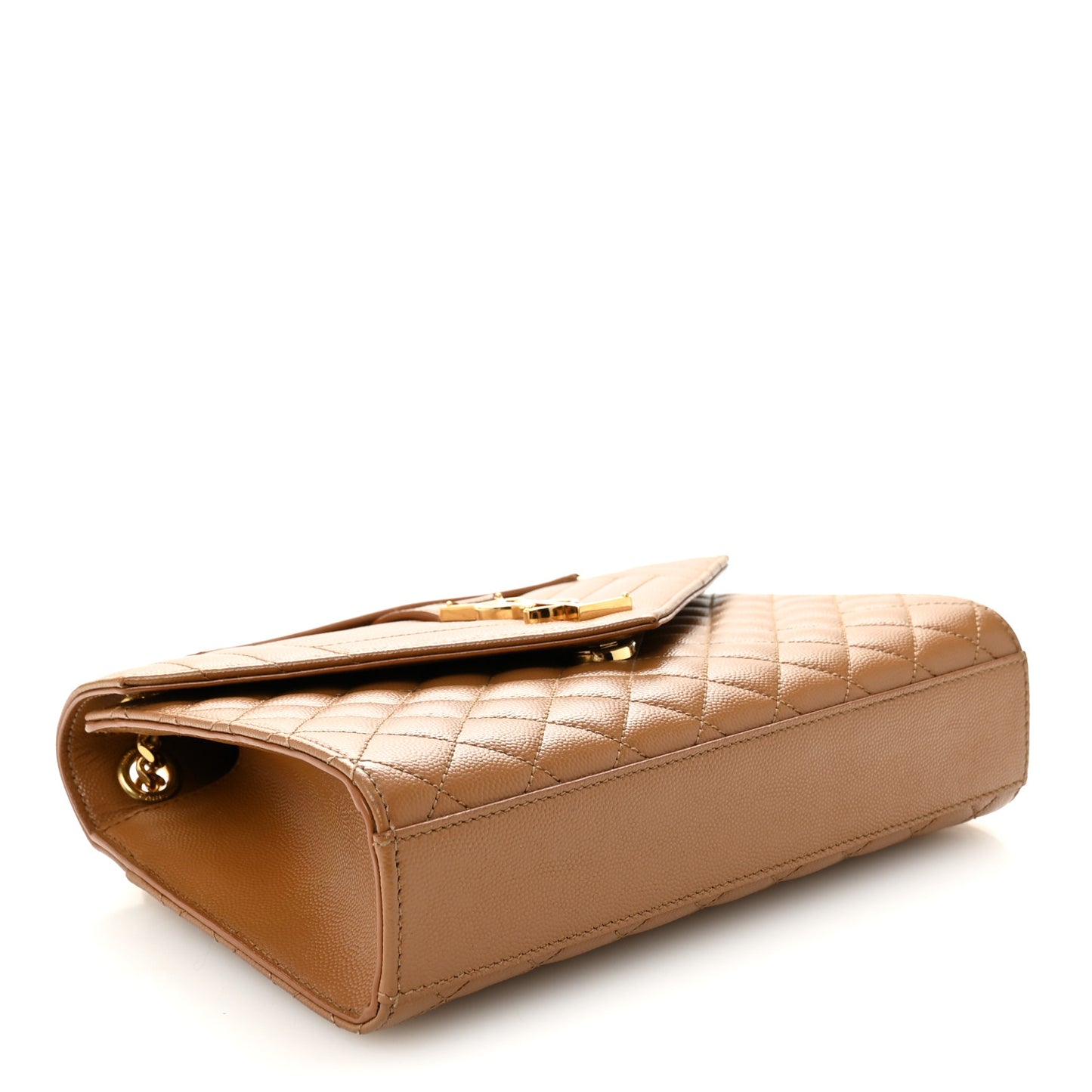 Grain De Poudre Textured Mixed Matelasse Medium Triquilt Monogram Satchel Dark Cork