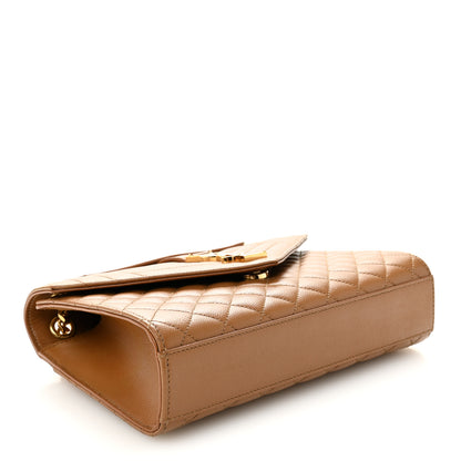 Saint Laurent Grain De Poudre Textured Mixed Matelasse Medium Triquilt Monogram Satchel Dark Cork 4 of 9