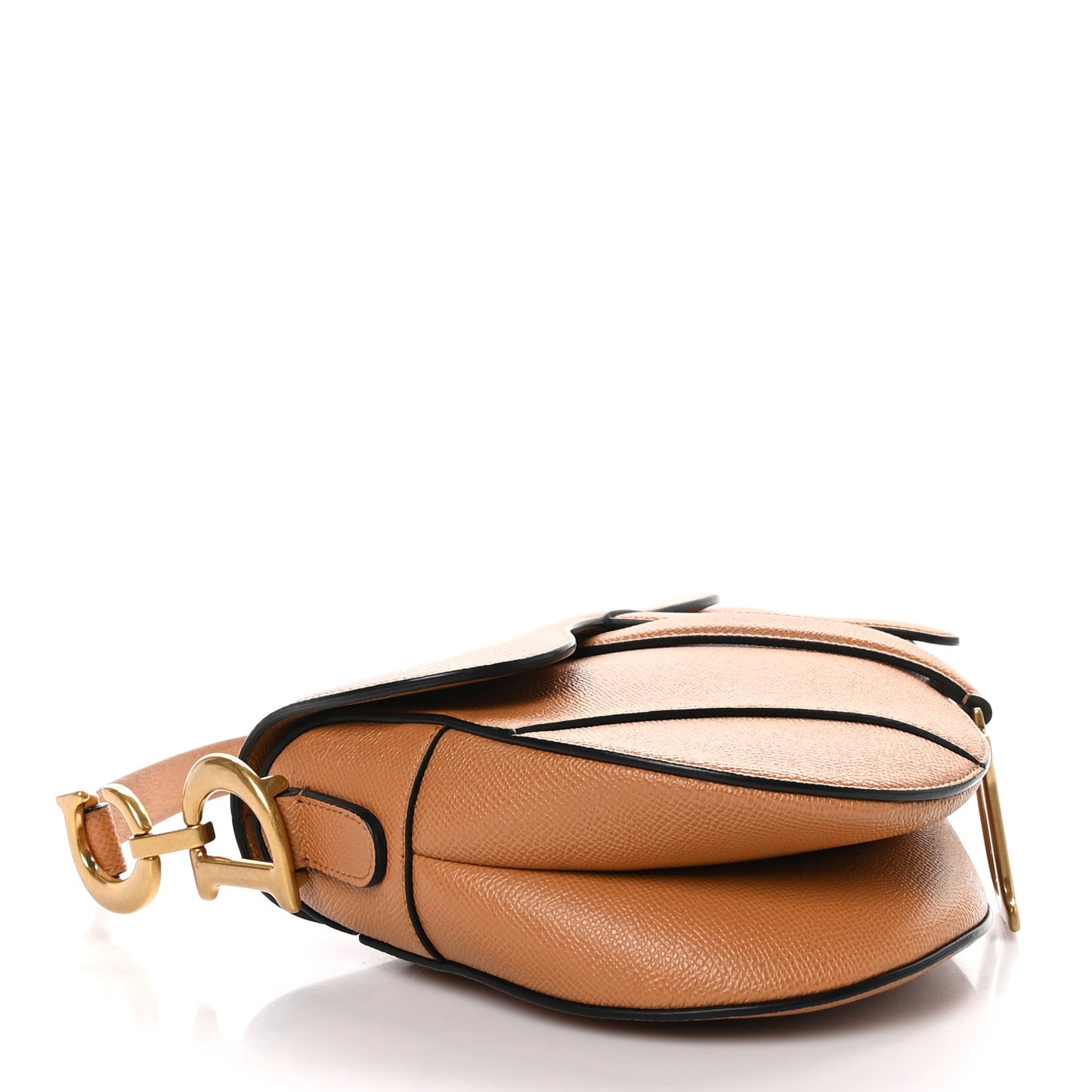 Grained Calfskin Saddle Bag Camello