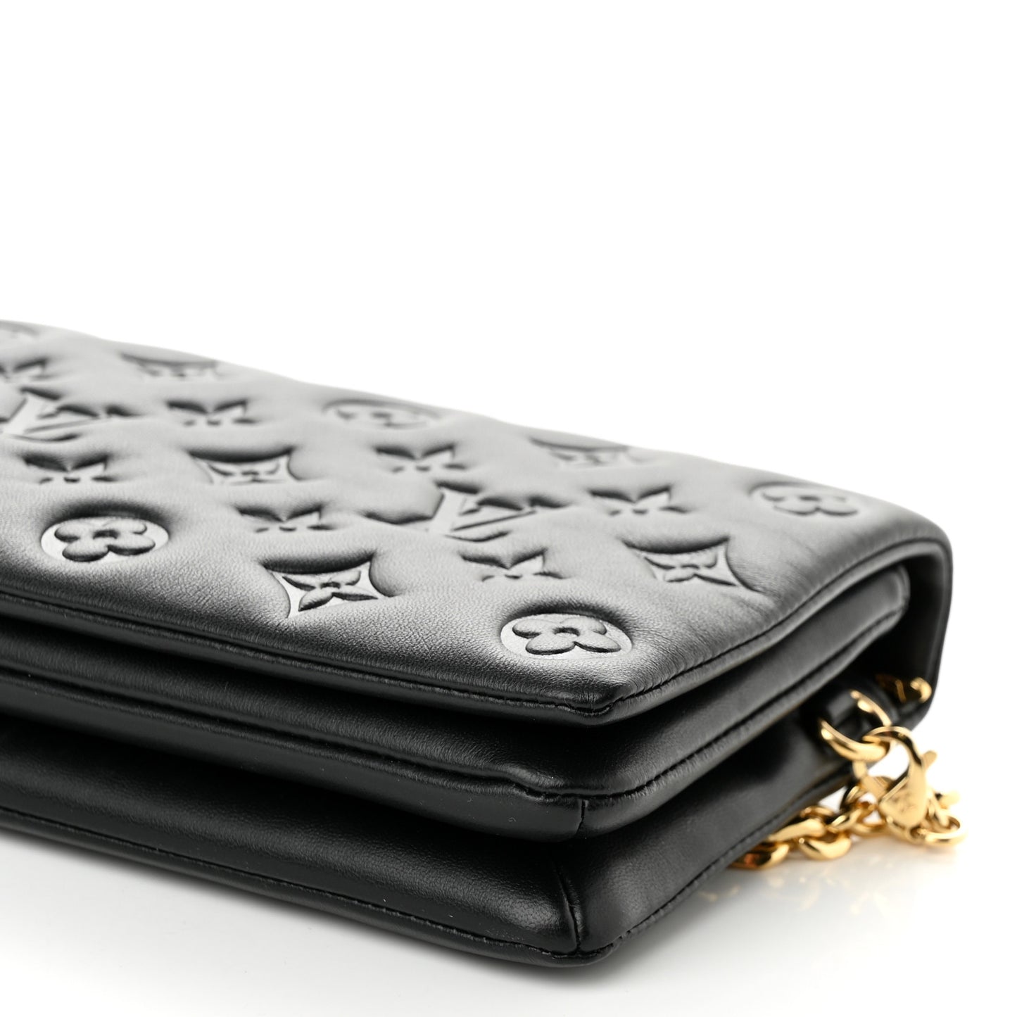 Lambskin Embossed Monogram Pochette Coussin Black