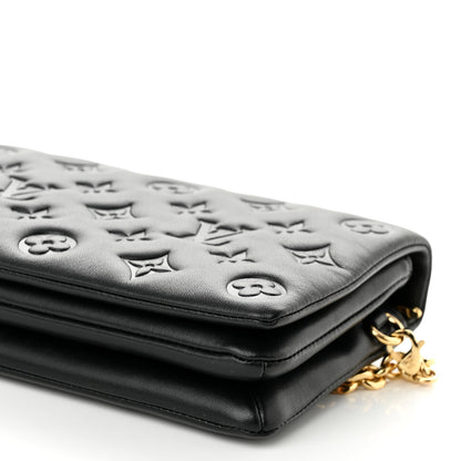 Louis Vuitton Lambskin Embossed Monogram Pochette Coussin Black 9 of 9