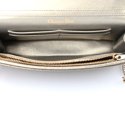 Christian Dior Metallic Grained Calfskin Diorama Wallet on Chain Pouch Light Gold 4 of 8
