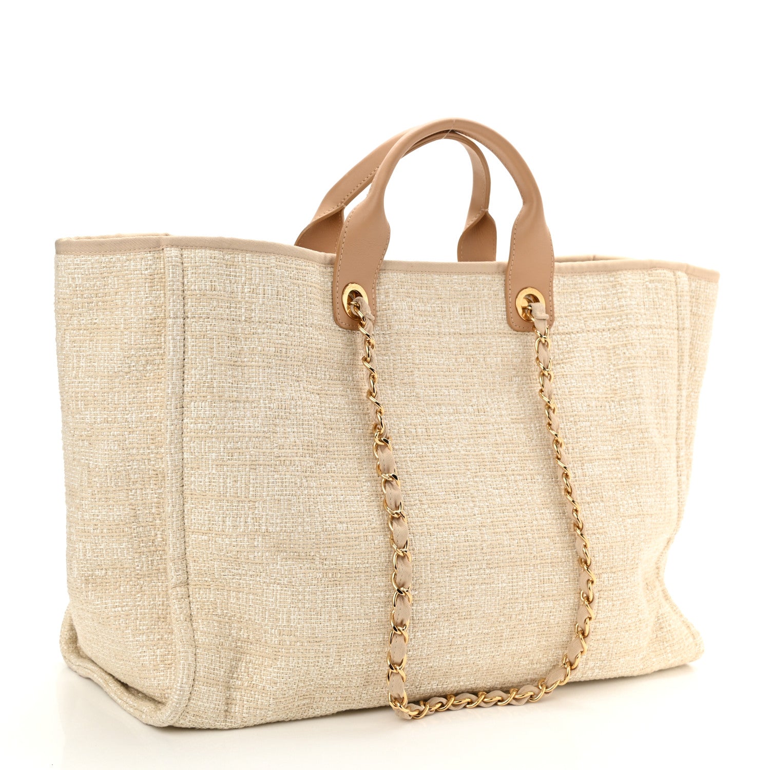 Chanel Mixed Fibers Calfskin Medium Deauville Tote Light Beige 3 of 10