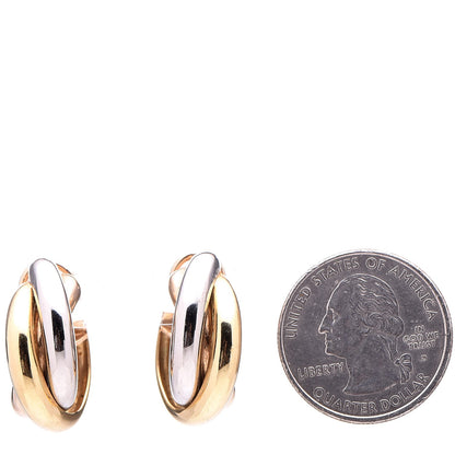 Cartier 18K Pink Yellow White Gold 9.5mm Trinity Hoop Earrings 8 of 12