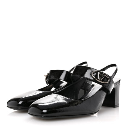 Valentino Garavani Wrinkled Patent Vlogo Turn Lock Slingback 65mm Pumps 40 Black 4 of 10