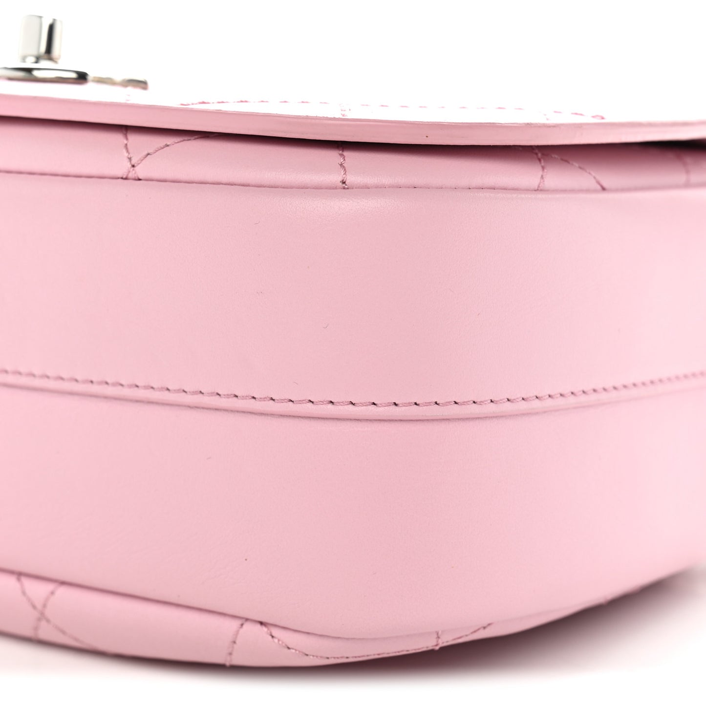 Calfskin Stitched Small Ring My Bag Flap Crossbody Pink