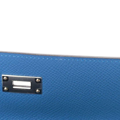 Hermes Epsom Shiny Alligator Touch Kelly Wallet To Go Mykonos Bleu Zellige 10 of 10