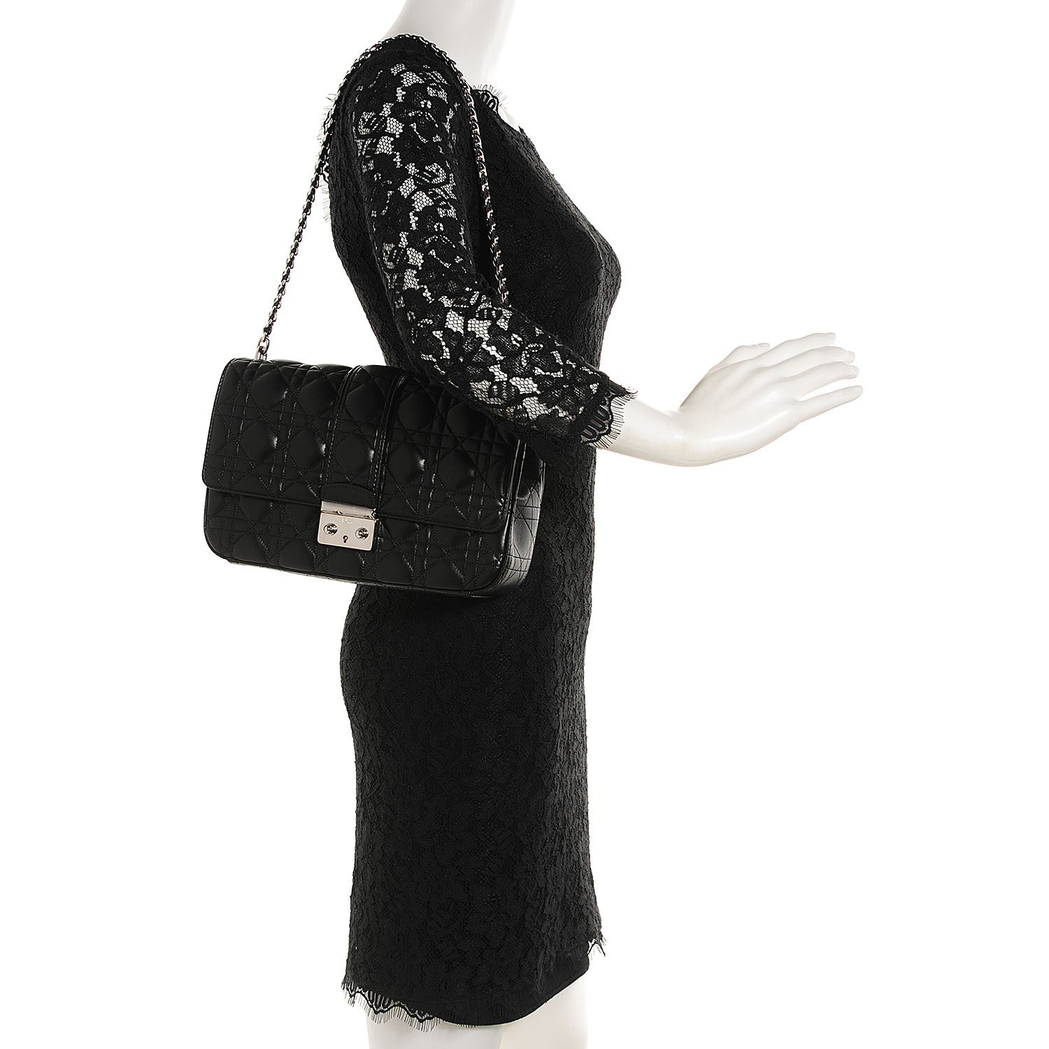 Christian Dior Lambskin Cannage Medium Miss Dior Flap Black 2 of 8