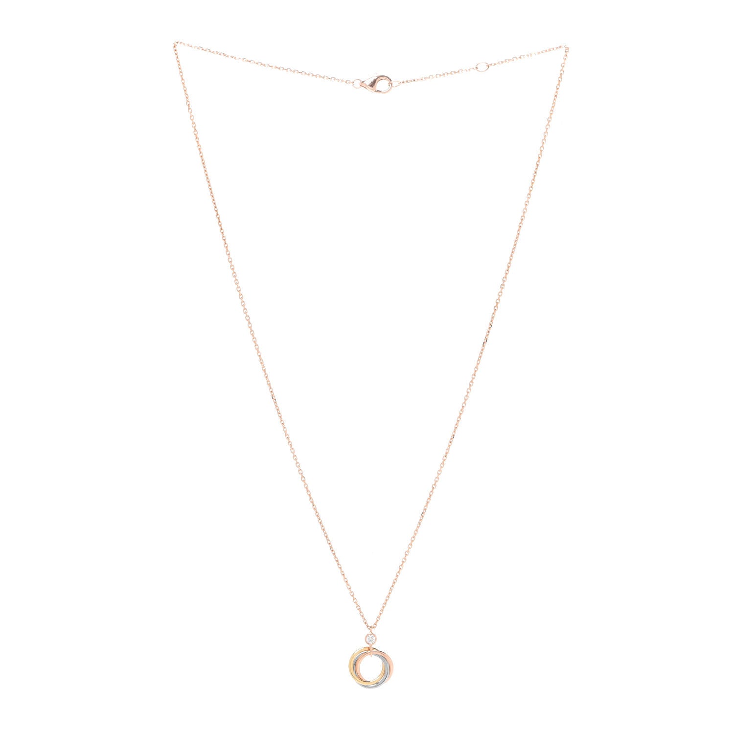 Cartier 18K Pink Yellow White Gold Diamond Trinity Pendant Necklace 3 of 6