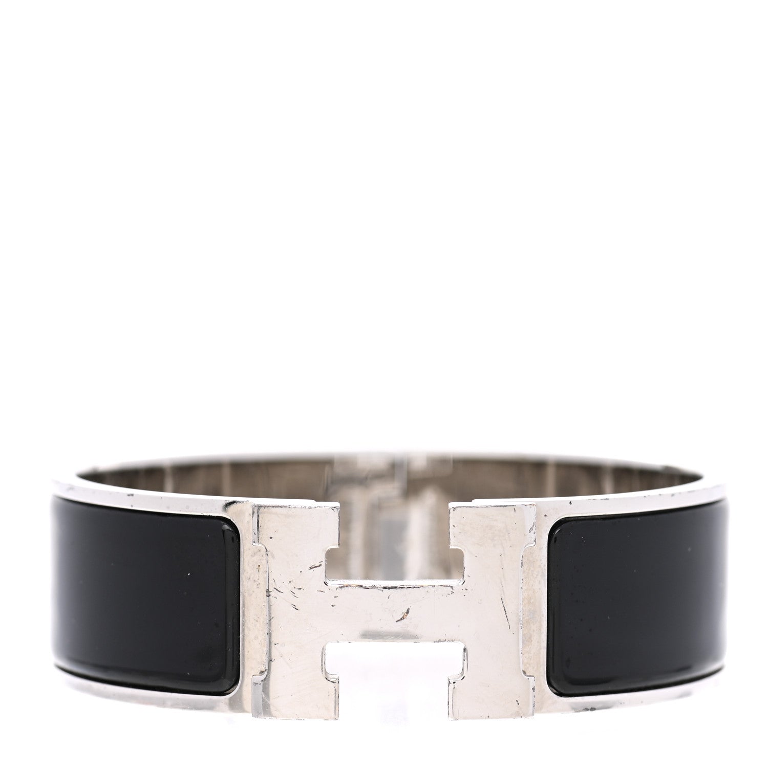 Hermes Enamel Wide Clic Clac H Bracelet GM Black 1 of 4
