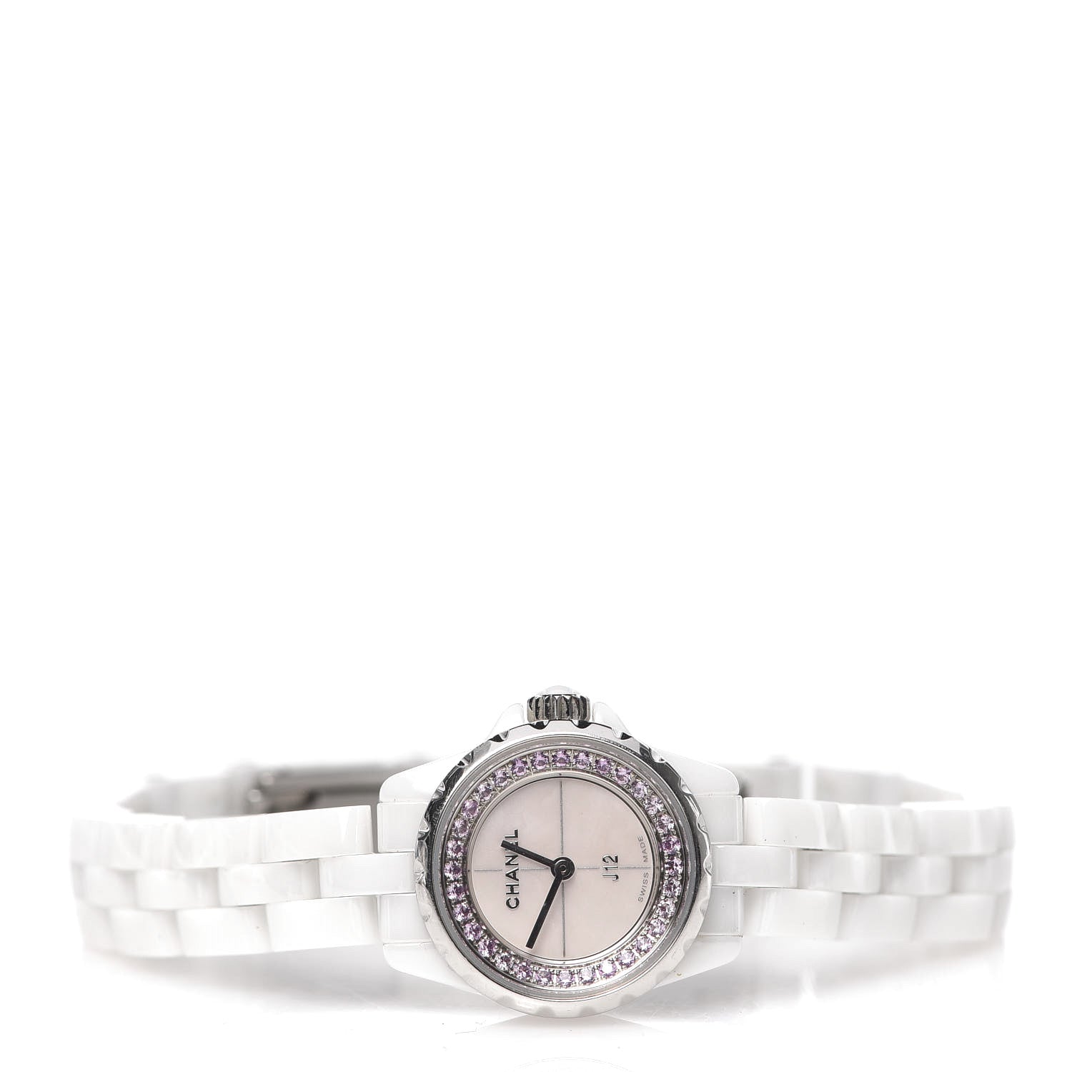 Chanel Stainless Steel Ceramic Pink Sapphire 19mm J12 Quartz Watch White 3 of 7