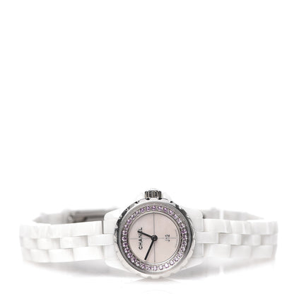 Chanel Stainless Steel Ceramic Pink Sapphire 19mm J12 Quartz Watch White 3 of 7