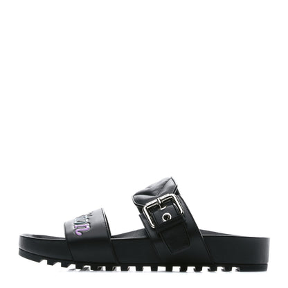 Louis Vuitton Calfskin New Wave Bom Dia Mule Sandals 37 Black 1 of 9