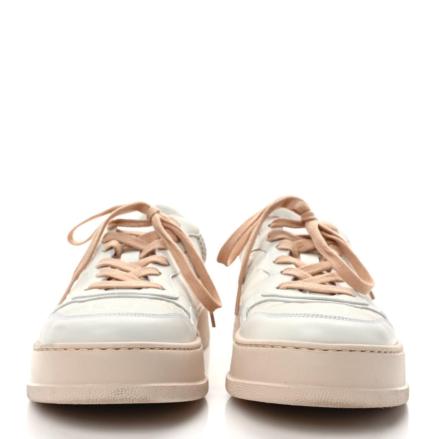 Calfskin GG Tennis Embossed Womens Platform 55mm Sneakers 39 White