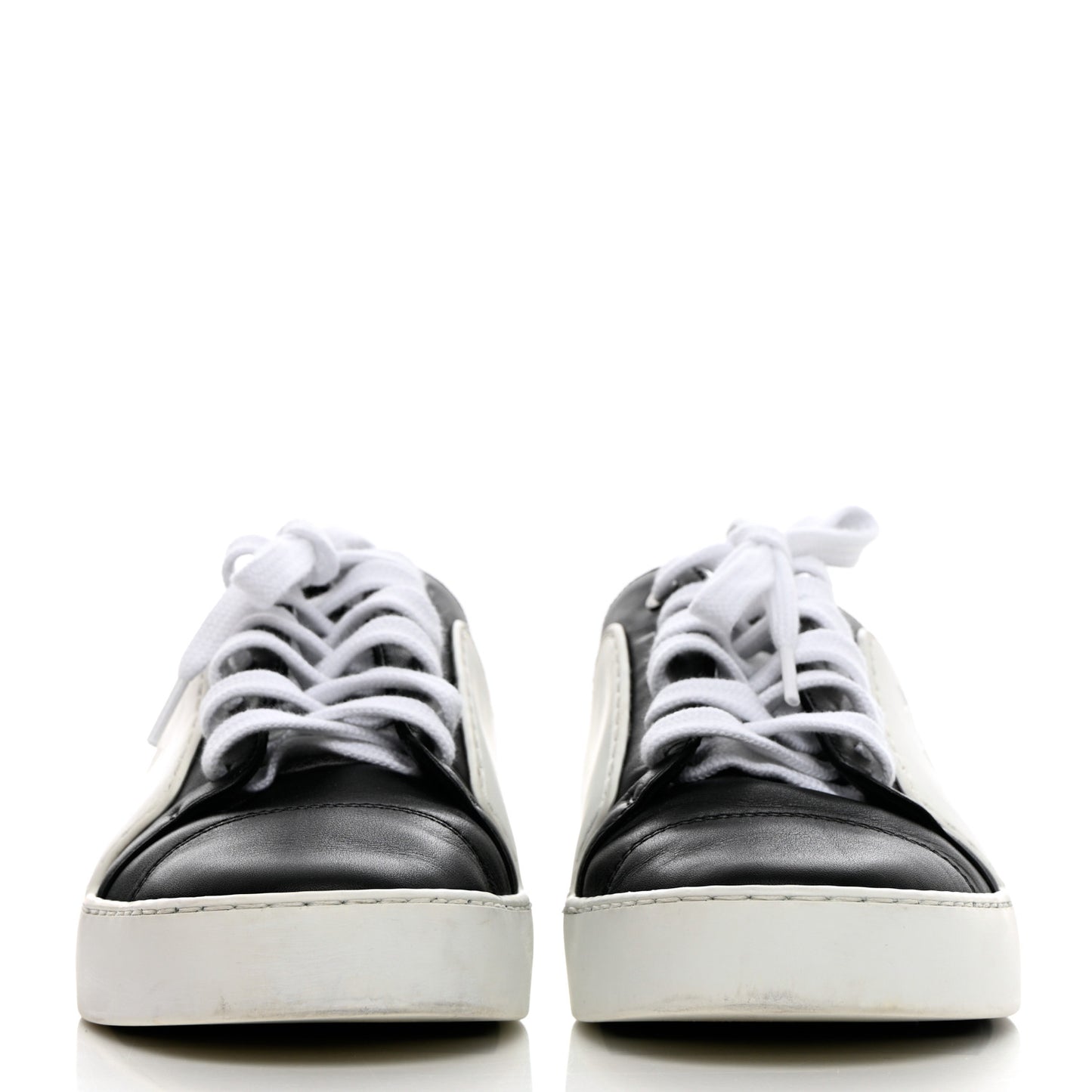 Calfskin Womens CC Sneakers 37 Black White