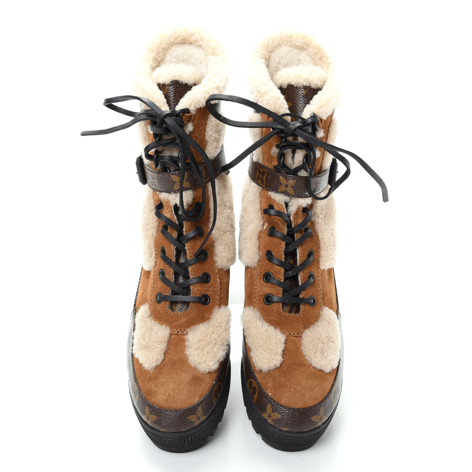 Louis Vuitton Suede Calfskin Shearling Monogram Laureate Platform Desert Boots 39 Cognac 5 of 9
