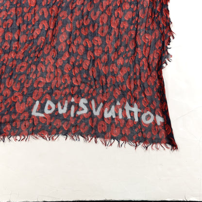 Louis Vuitton Cotton Leopard Stole Rouge Fauviste 3 of 3