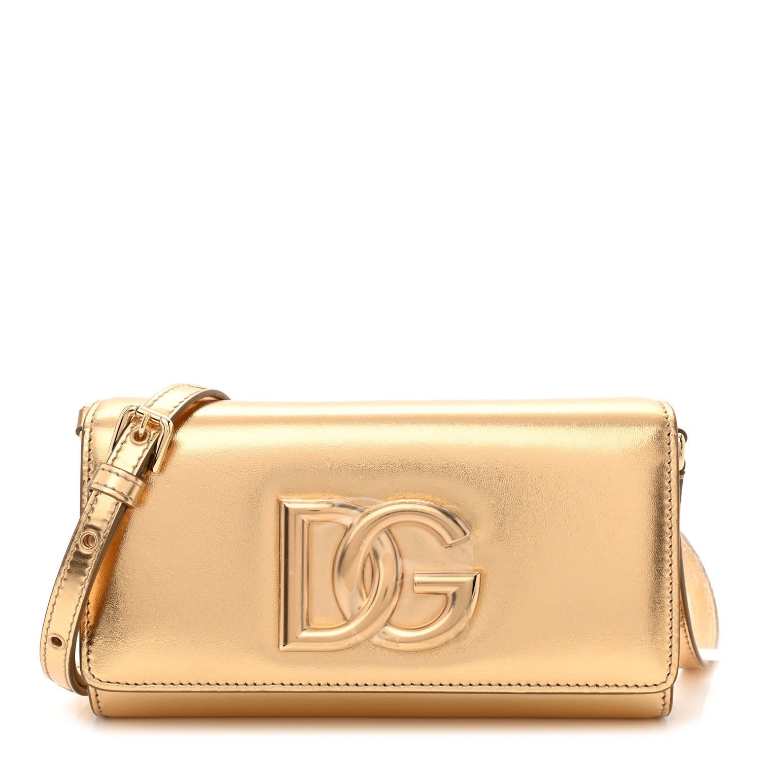 Dolce & Gabbana Metallic Lambskin DG 3.5 Clutch Gold 1 of 10