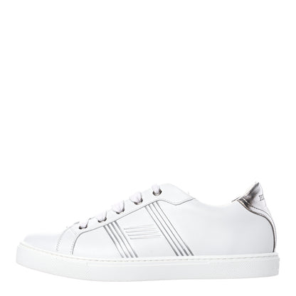 Hermes Calfskin Womens Advantage Sneakers 38.5 White Gris Argente 1 of 7