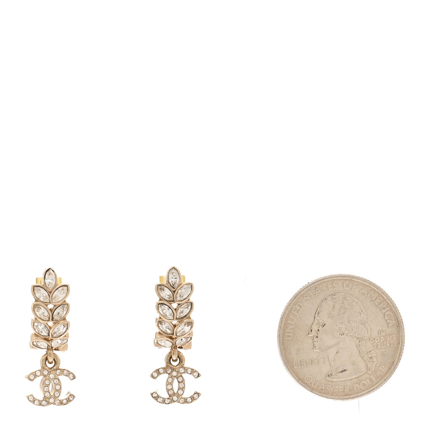 Crystal Sparkling Wheat CC Long Drop Earrings Gold