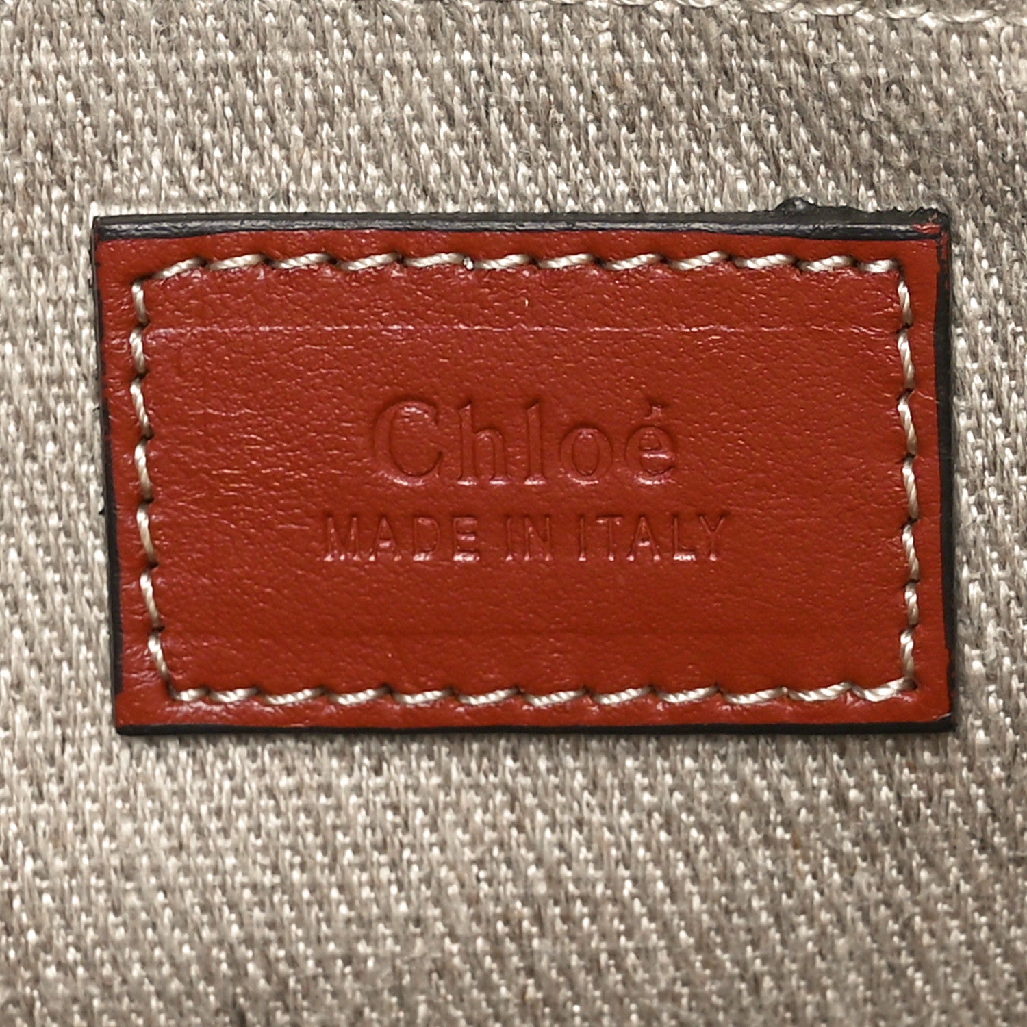 Chloe Linen Calfskin Medium Woody Ribbon Tote White Brown 6 of 9