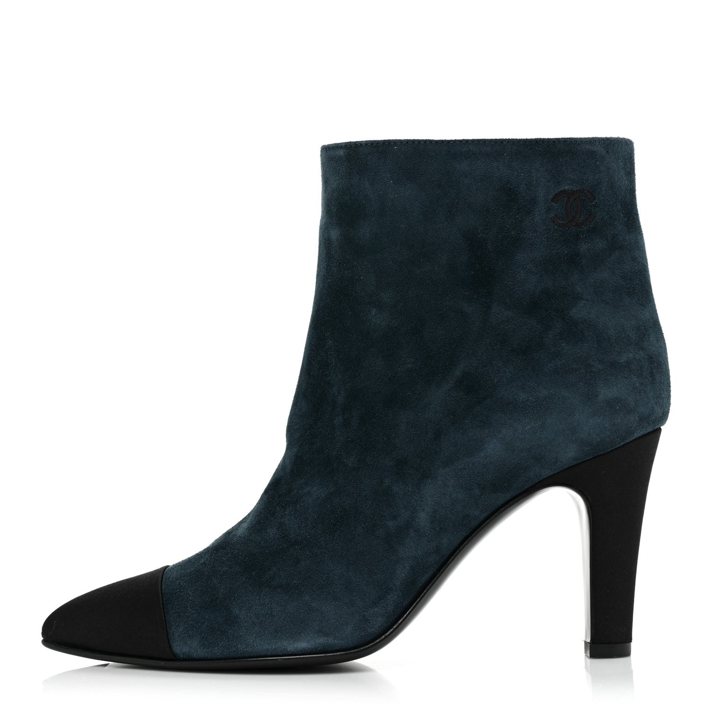 Suede Calfskin Satin Gabrielle Cap Toe Short Boots 38 Blue Black