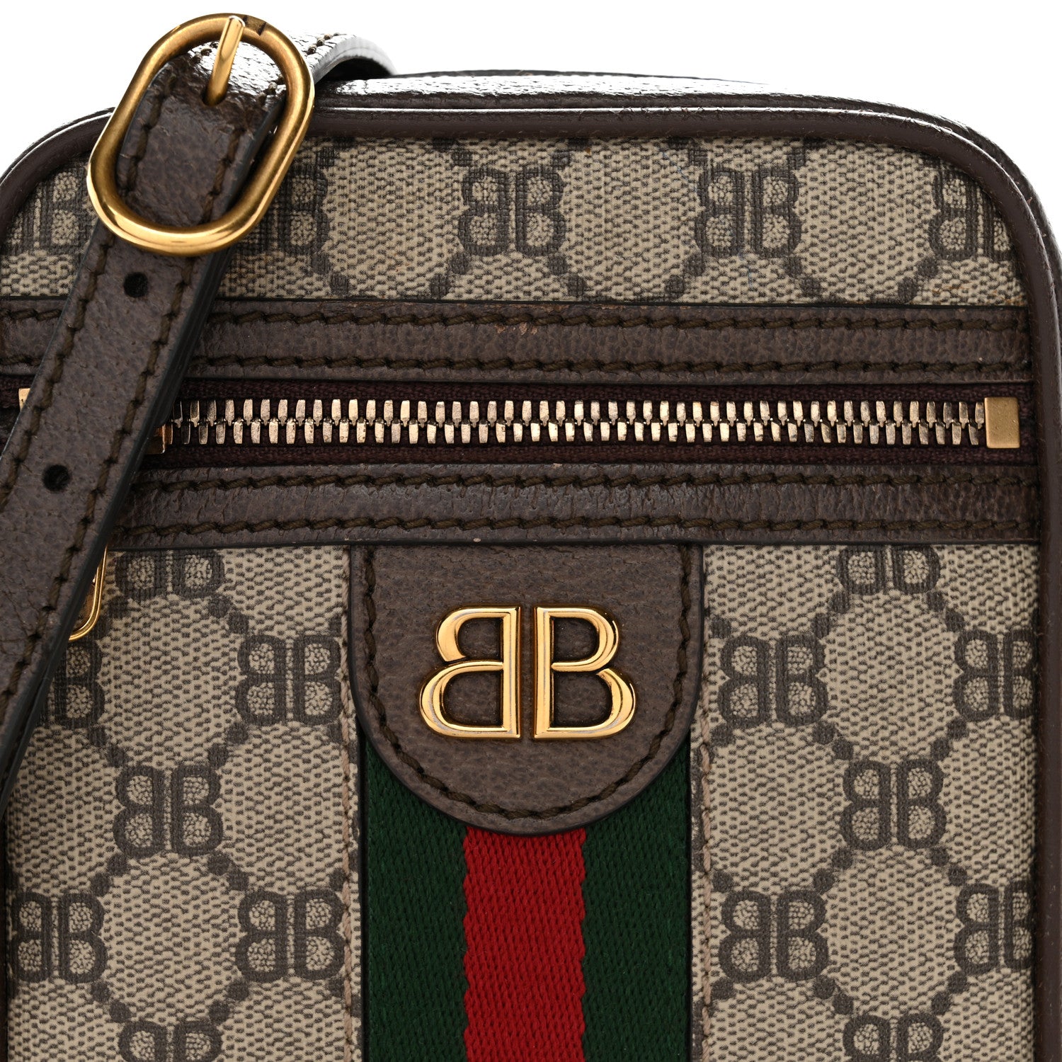 Gucci X BALENCIAGA BB Supreme Monogram Web Mini Ophidia Messenger Beige New Acero 8 of 13