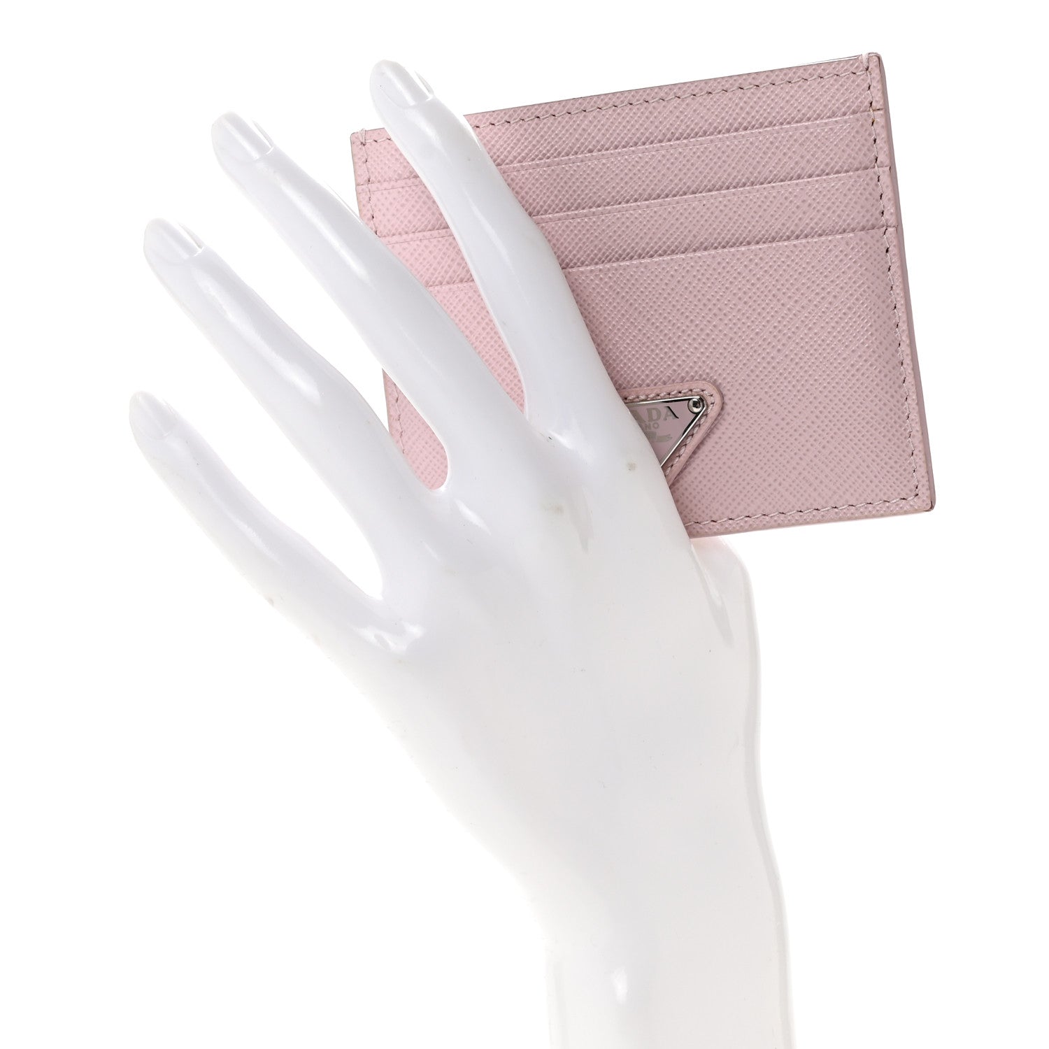 Prada Saffiano Triangle Card Case Alabastro 2 of 10