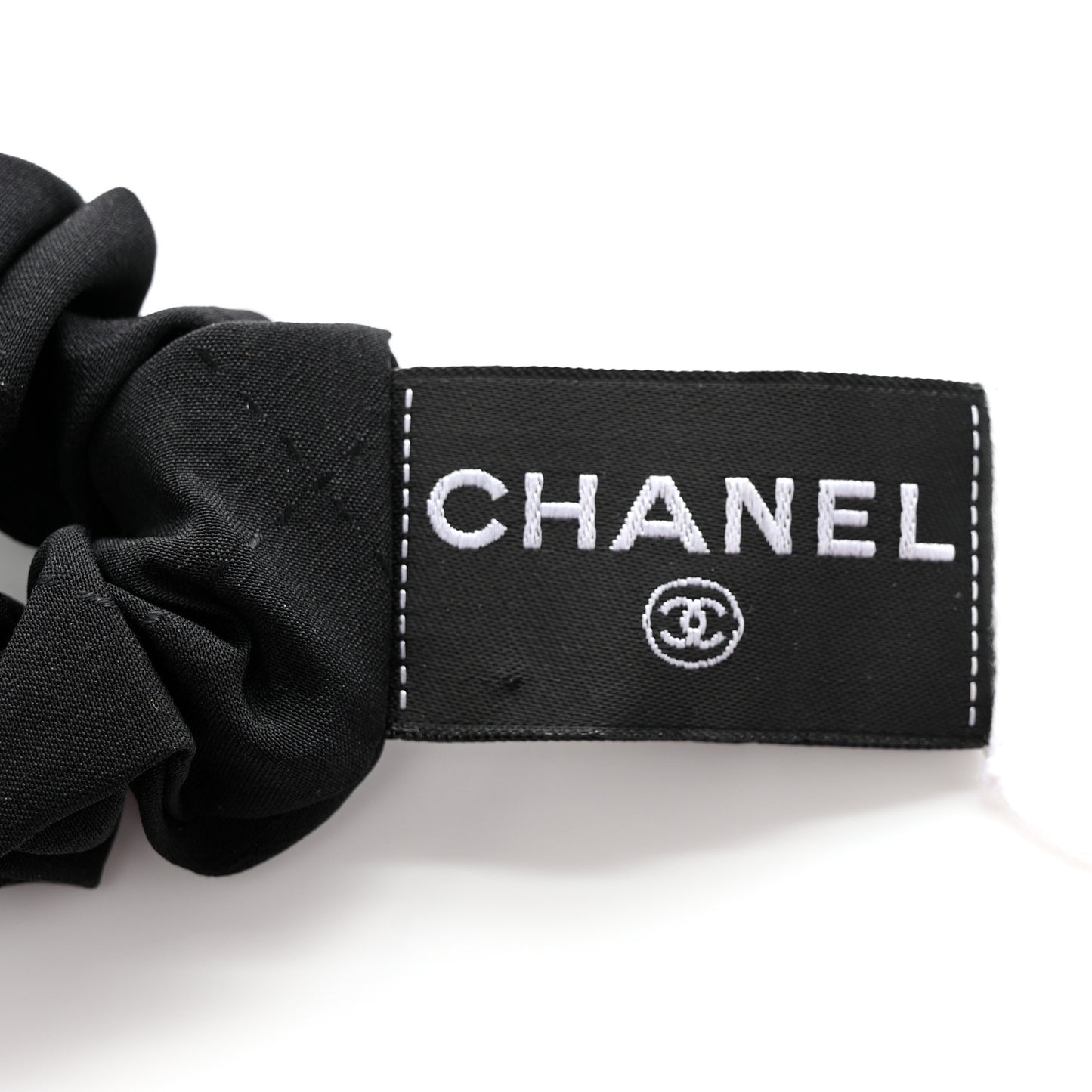 Silk CC Bow Hair Tie Black Ecru