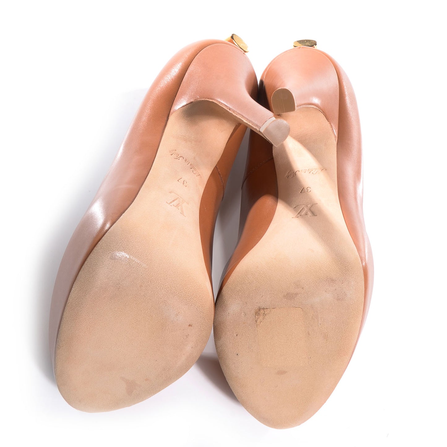 Smooth Calfskin Oh Really Peep Toe Pumps 37 Tan