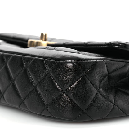 Chanel Shiny Lambskin Quilted Small Daily Friend Flap Black 10 of 14